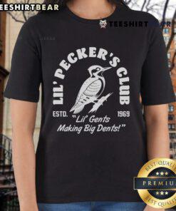 Alt Text: Vintage Woodpecker Lil Peckers Club tee for ladies, established 1969, featuring playful design and retro style.
