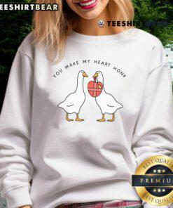 Good You Make My Heart Honk Silly Goose Valentine's Day sweatshirt in vibrant colors, perfect for festive celebrations.