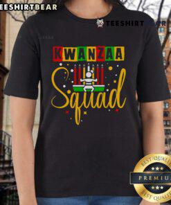 Happy Kwanzaa family celebration featuring Afro-American ladies in festive tees, spreading joy and unity this holiday season.