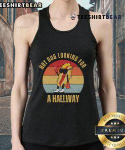 Retro sunset tank top featuring a hot dog design, perfect for casual wear and fun summer outings.