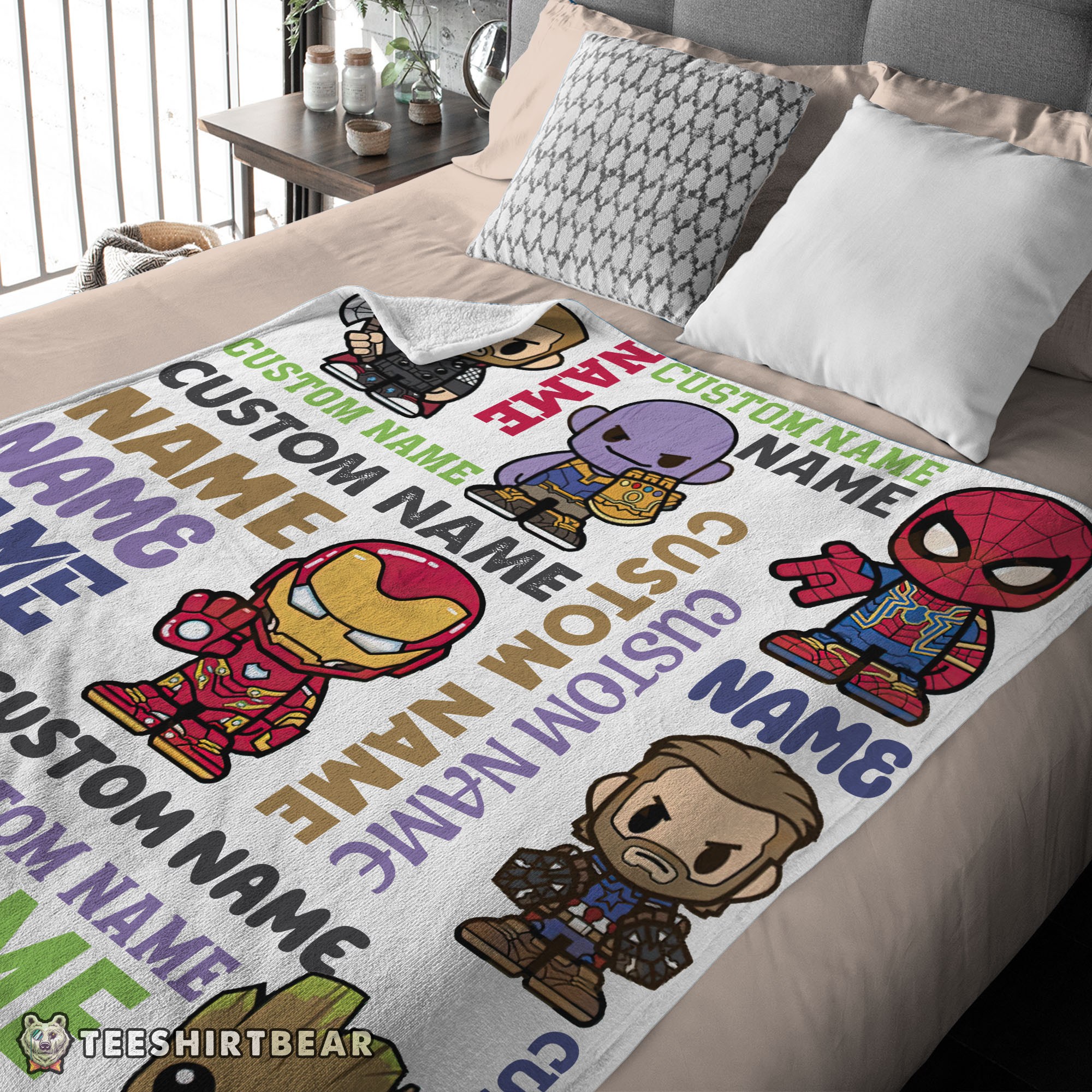 Hot Personalized Marvel Superheroes And Thanos Blanket Fleece Customized Blanket - Image 4
