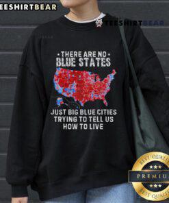 Trump sweatshirt design: 'There Are No Blue States, Just Big Blue Cities' in bold text on a cozy hoodie.