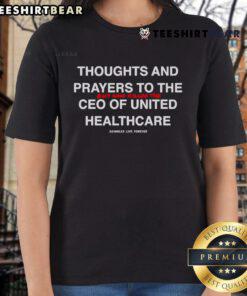 Hot Thoughts and Prayers tee featuring a bold graphic honoring the guy who killed the CEO of United Healthcare.
