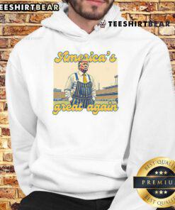 Vintage Hot Trump America's Great Again Football Hoodie in bold colors, perfect for fans of classic political apparel.