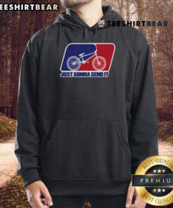 Cool BMX racing hoodie featuring 'Just Gonna Send It' design, perfect for BMX enthusiasts and casual wear.