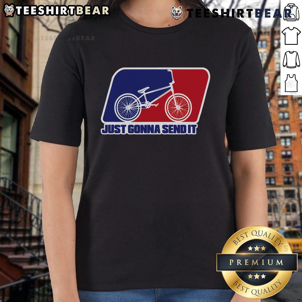 Nice BMX Just Gonna Send It BMX Racing Ladies Tee featuring vibrant graphics and a comfortable fit for female riders.