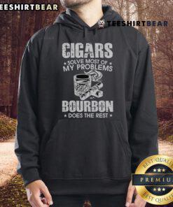 Cozy hoodie with 'Nice Cigars Solve Most Of My Problems, Bourbon Does The Rest' slogan, perfect for cigar and bourbon lovers.
