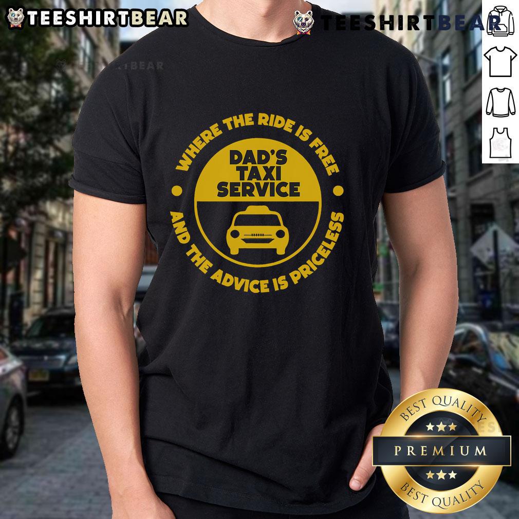 Funny 'Nice Dad's Taxi Service' T-shirt for Father's Day, featuring a playful chauffeur design for dads and papas.