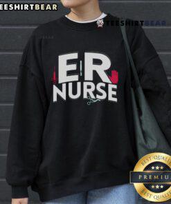 Cozy 'Nice-er Nurse' sweatshirt for RNs, LPNs, and BSNs, perfect for emergency room professionals and nursing enthusiasts.