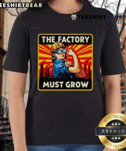 Nice Factorio The Factory Must Grow Kids Ladies Tee featuring vibrant graphics, perfect for gaming enthusiasts.
