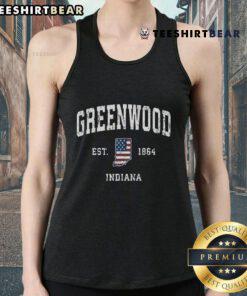 Vintage American flag sports design tank top featuring Nice Greenwood, Indiana, perfect for patriotic summer wear.