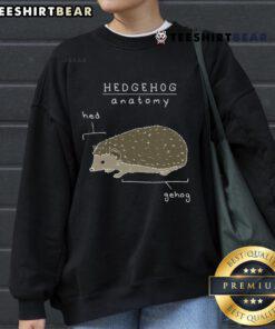 Cute hedgehogs sweatshirt featuring detailed hedgehog anatomy illustration on a cozy fabric background.