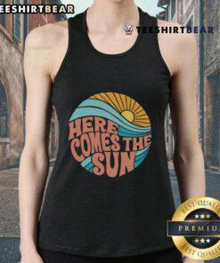 Nice Here Comes The Sun Tank Top featuring a vibrant sun graphic on a stylish sleeveless design perfect for summer wear.