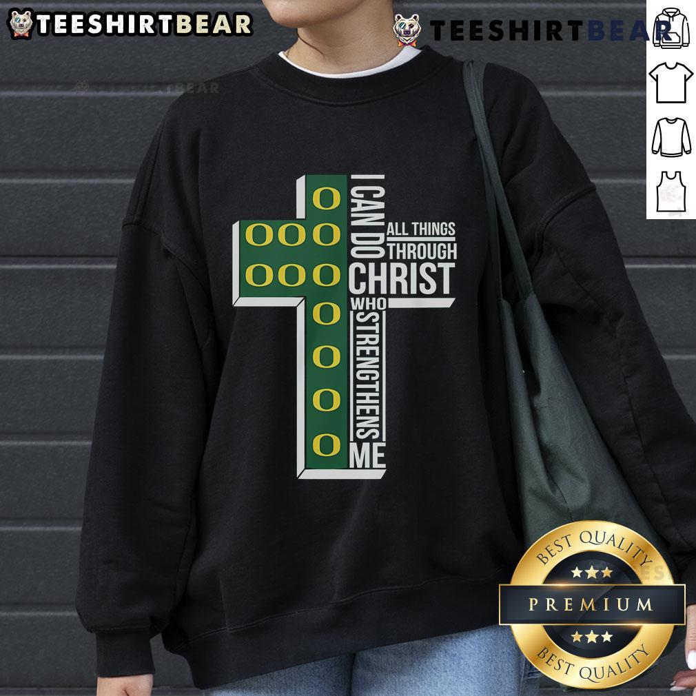 Oregon Ducks sweatshirt with 'I Can Do All Things Through Christ Who Strengthens Me' text, perfect for fans.