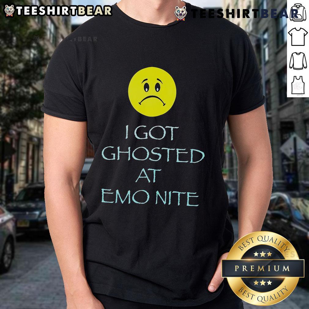 Funny 'Nice I Got Ghosted At Emonite' T-Shirt design featuring playful ghost graphics and bold text.