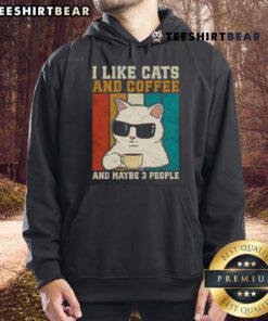 Vintage hoodie featuring 'I Like Cats And Coffee' design, perfect for cat lovers and coffee enthusiasts.