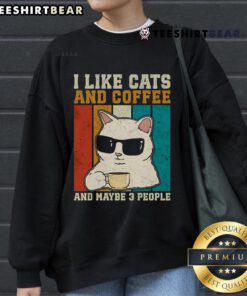 Vintage sweatshirt featuring 'Nice, I Like Cats and Coffee' design, perfect for cat lovers and cozy coffee enthusiasts.