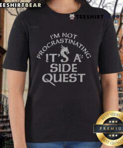 Nice 'I'm Not Procrastinating, It's a Side Quest' Ladies Tee featuring a playful design for gamers and procrastinators.