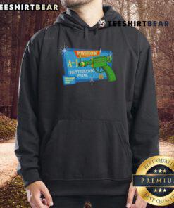Cartoon hoodie featuring 'Nice-Introducing-A-1-Disintegrating-Pistol' design with vibrant colors and fun graphics.