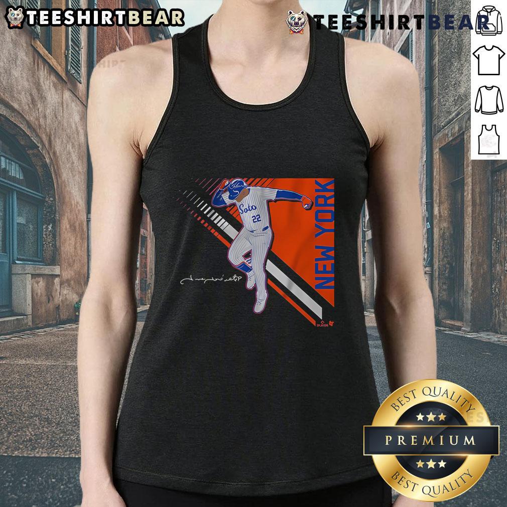 Juan Soto posing confidently in a stylish tank top, showcasing his superstar charisma in Queens.