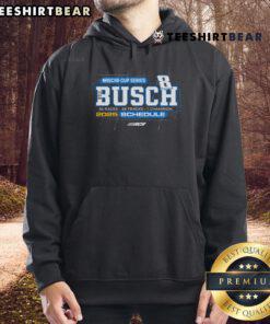 Nice Kyle Busch checkered flag hoodie featuring the 2025 NASCAR Cup Series schedule, perfect for racing fans.