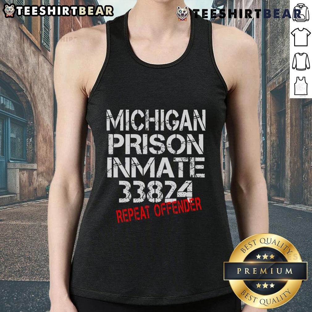 Nice Michigan prisoner inmate 33824 wearing a tank top, showcasing prison life and identity in a unique setting.