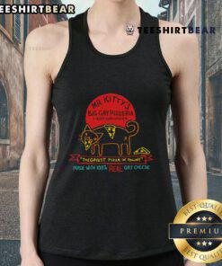 Nice Mr. Kitty's Big Gay Pizzeria tank top featuring colorful graphics, promoting the gayest pizza in town.