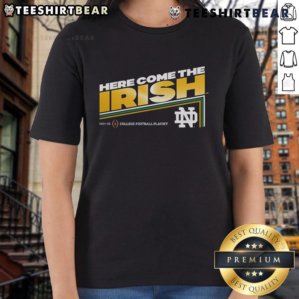 Nice Notre Dame Fighting Irish 2024-2025 College Football Playoff tee for women, showcasing team spirit and style.