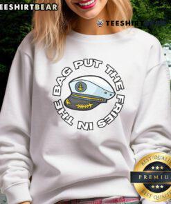 Josh wearing a 'Nice Put The Fries In The Bag' sweatshirt, showcasing a fun and stylish casual outfit.