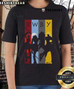 Silhouettes of RWBY characters on a stylish ladies tee, showcasing vibrant designs and anime-inspired art.