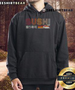 Nice retro sushi hoodie featuring colorful sushi graphics on a cozy design, perfect for sushi lovers and fashion enthusiasts.