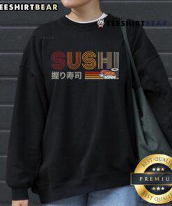 Cozy Nice Retro Sushi Sweatshirt featuring colorful sushi graphics, perfect for sushi lovers and retro fashion enthusiasts.