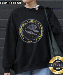 Cozy Nice Retro Unidentified Aerial Phenomena (UAP) sweatshirt featuring stylish spaceship graphics for UFO enthusiasts.