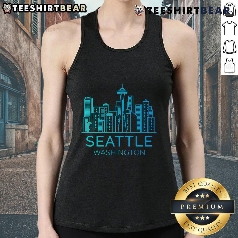 Stylish tank top featuring the Nice Seattle Washington downtown skyline, perfect for city lovers and fashion enthusiasts.