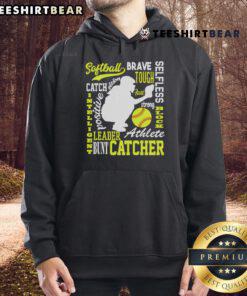 Softball catcher hoodie featuring traits of a catcher, perfect for fans and players. Stylish and comfortable design.