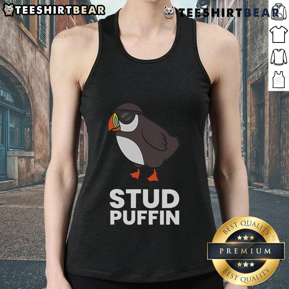 Nice stud puffin seabird tank top featuring a colorful Iceland puffin bird design for nature lovers.