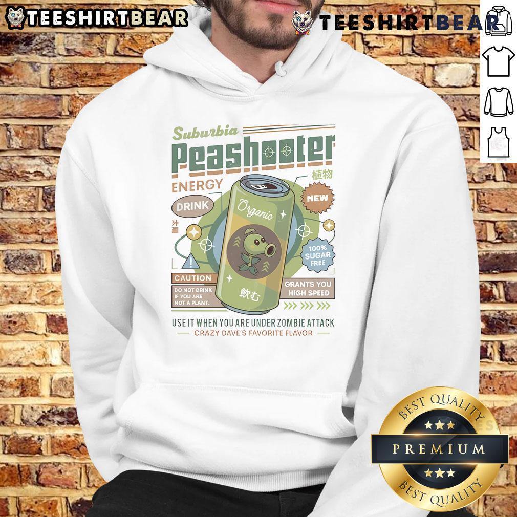 Nice Suburbia Peashooter hoodie featuring Crazy Dave's favorite flavor, perfect for zombie attack enthusiasts.