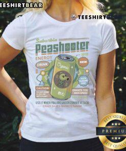 Nice Suburbia Peashooter tee for women, inspired by Crazy Dave's favorite flavor during a zombie attack.