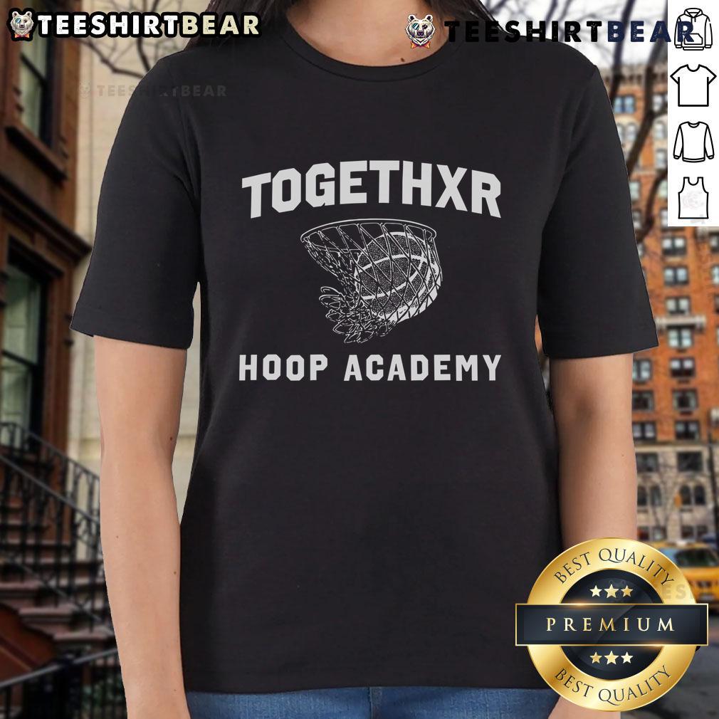 Nice Togethxr Hoop Academy ladies tee in vibrant colors, showcasing a stylish design for basketball enthusiasts.