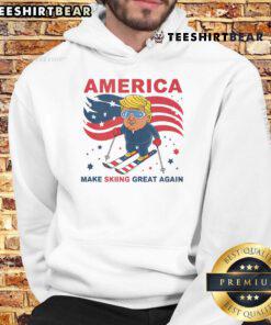 Nice USA Apres Ski 'Make Skiing Great Again' hoodie featuring Donald Trump design, perfect for winter sports enthusiasts.