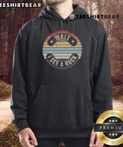 Retro sunset hoodie featuring 'Nice Wait I See A Rock' graphic design, perfect for casual wear and outdoor adventures.