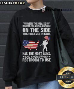 Comfortable 'Nice With The USA' sweatshirt expressing faith and unity, ideal for believers in God. Perfect for casual wear.