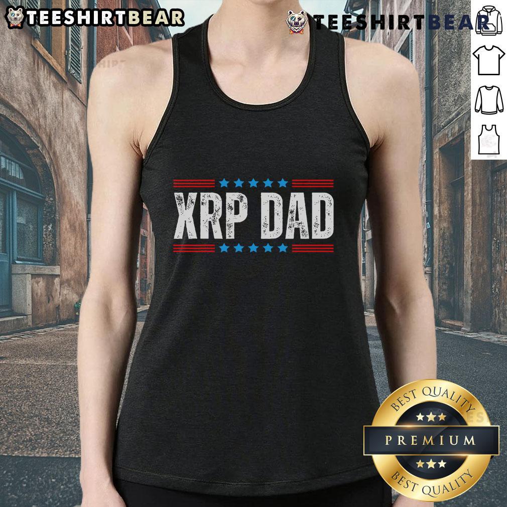 Nice XRP Dad Crypto merchandise tank top featuring a stylish design for cryptocurrency enthusiasts and proud dads.
