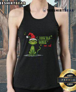 Mr. Cat in a festive Christmas outfit, wearing a 'Meowy Christmas' tank top, perfect for holiday celebrations.