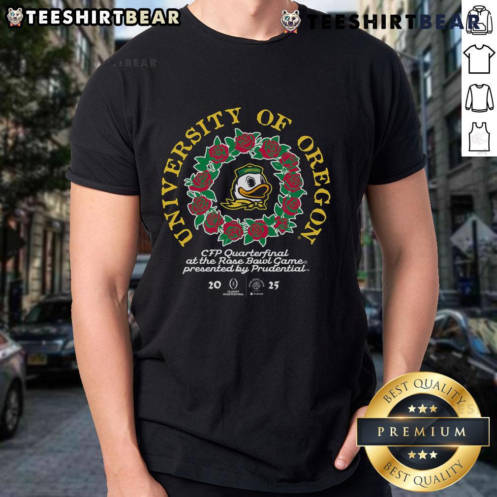 Alt Text: Official 84 Black Oregon Ducks College Football Playoff 2025 Rose Bowl T-Shirt featuring vibrant team logo and design.