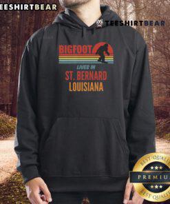 Official Bigfoot sighting hoodie featuring retro design, showcasing Bigfoot in St. Bernard Parish, Louisiana.
