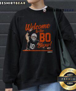 Alt Text: Official Bo Nix Welcome to the Bo Show sweatshirt featuring bold graphics and a comfortable fit, perfect for fans.