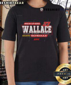 Official Bubba Wallace 23XI Racing 2025 NASCAR Cup Series Schedule Ladies Tee featuring vibrant design and team logo.