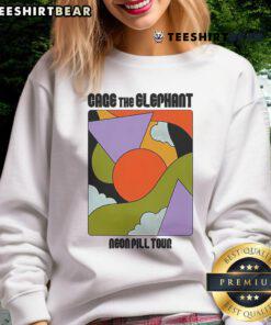 Official Cage The Elephant Neon Pill Tour 2024 Sweatshirt featuring vibrant colors and stylish design for fans.