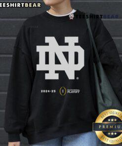 Alt Text: Official College Football Playoff 2025 First Round Notre Dame sweatshirt in navy blue, featuring team logo and design.